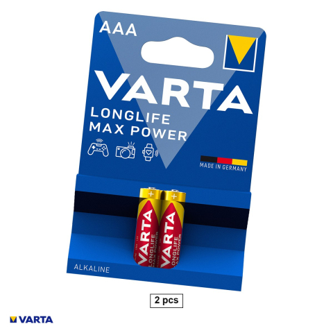Energy - Set 2 baterii alcaline VARTA Max Power AAA LR03, 1.5 V, 10.5 x 44.5 mm, in blister