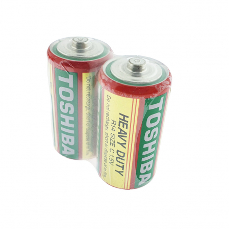 Baterii Heavy Duty - Set 2 baterii R14, Toshiba Heavy Duty C, 1.5V, ambalate in folie