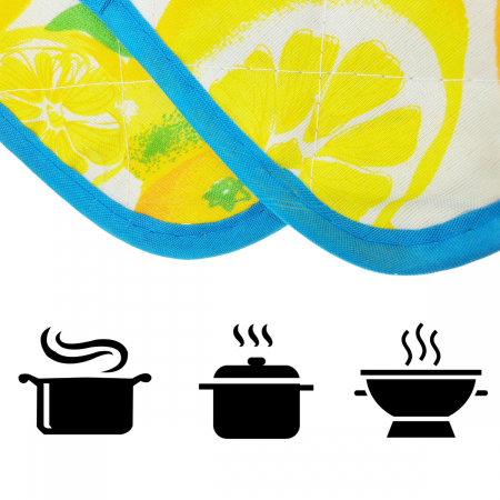 Set 2 bucati suport textil, Lemons, 165 x 165 mm, pentru vase bucatarie [1]