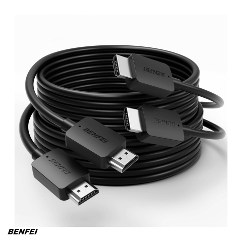 Cablu HDMI - Set 2 cabluri HDMI 8K v.2.1, tata-tata, lungime 1.0 m, Benfei, 8K @ 60Hz, 4K @ 120Hz, latime banda 48Gbps, suport VRR si ALLM, Dynamic HDR, eArc, Negre