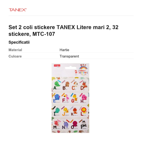 Set 2 coli stickere TANEX Litere mari 2, 32 stickere, MTC-107 [2]