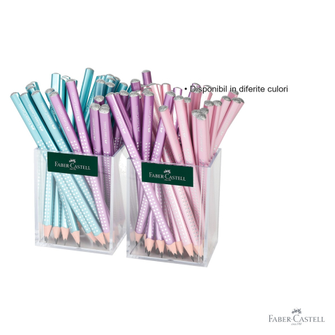 Set 2 cutii creioane grafit Faber-Castell Jumbo Sparkle Grip, forma triunghiulara ergonomica, 36 bucati, culori metalice [2]