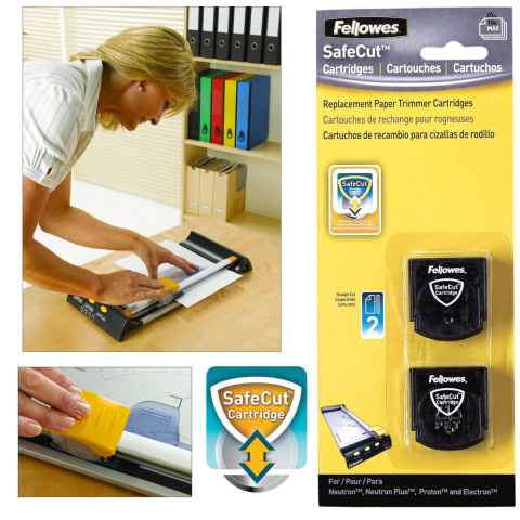 Set 2 cutite rotative drepte pentru ghilotina cu disc, Fellowes, inlocuire lama SafeCut, pentru trimmer rotativ [2]