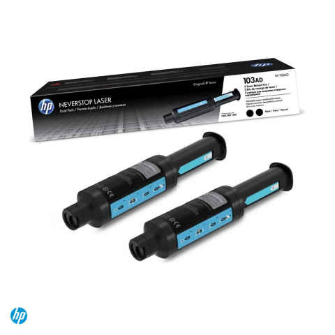 Tonere laser - Set 2 kituri de reincarcare toner HP 103AD, randament 2.500 de pagini per kit, pentru HP Neverstop Laser 1000 si MFP 1200, negru, W1103AD