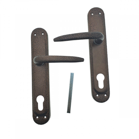 Set 2 manere cu sild pe cheie, pentru usa, metal, maro [3]