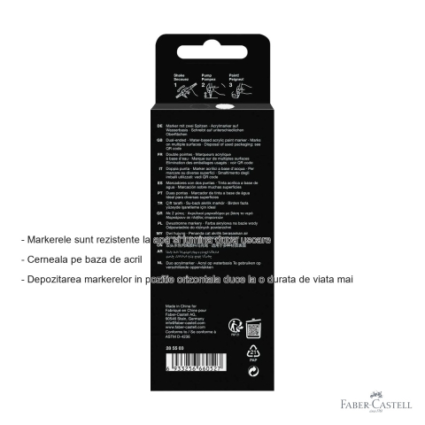 Set 2 markere acrilice Faber-Castell Shake&Paint alb-negru, varf dublu, pentru design si ilustratie [1]