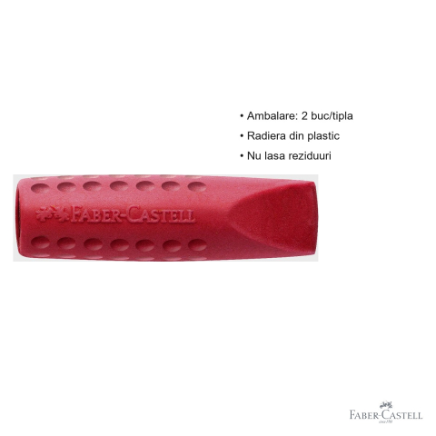 Set 2 radiere capac Faber-Castell Grip 2001, pentru creioane grafit, rosie si albastra [2]