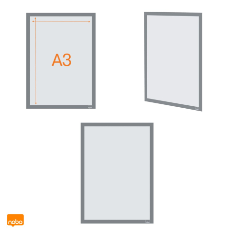 Set 2 rame magnetice autoadezive Nobo A3, argintii, 325x450x10 mm [4]