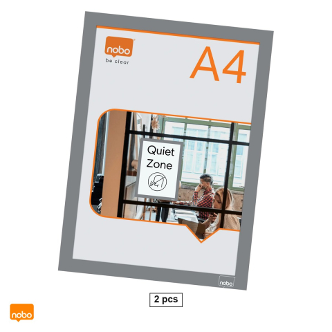 Prezentare si planificare - Set 2 rame magnetice autoadezive Nobo A4, argintii, 235x325x5 mm