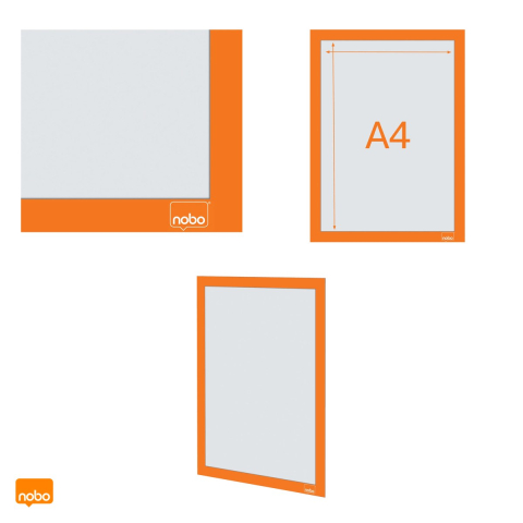 Set 2 rame magnetice autoadezive Nobo A4, portocalii, 235x325x5 mm [4]