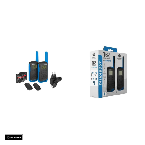 Set 2 statii radio Motorola Talkabout T62 twin-pack incarcator, 12,5 Khz, Albastru [3]
