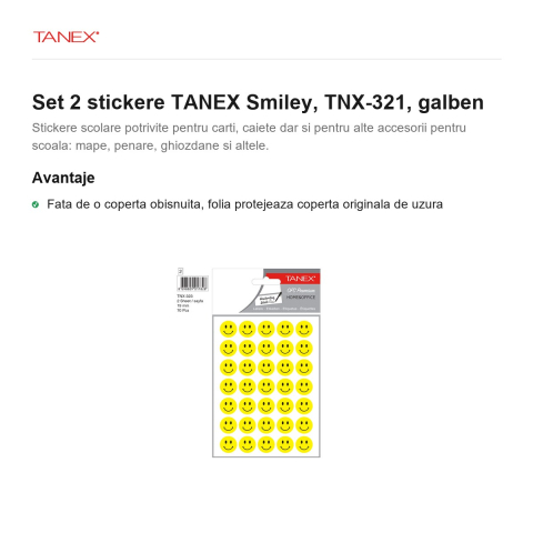 Set 2 stickere TANEX Smiley, TNX-321, galben [1]