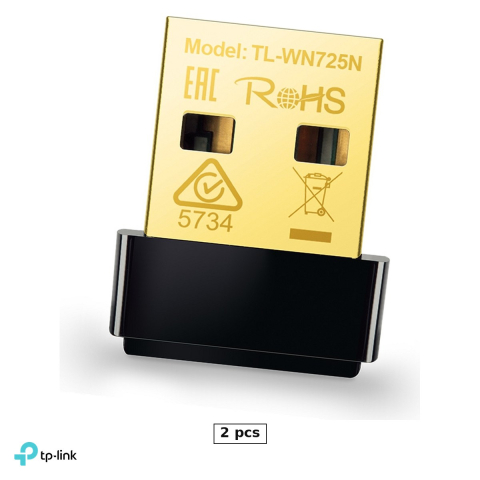 Periferice IT - Set 2 x adaptor USB Wi-Fi 4 nano TP-Link TL-WN725N, N150, 2.4 GHz, USB 2.0, antena interna, 2,1 g, compatibil Windows si Linux, TL-WN725N