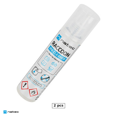 Menaj - Set 2 x alcool izopropilic Natec Raccoon IPA Cleaner pentru curatarea electronicelor, 250 ml, puritate minimum 99,8%, flacon cu pulverizator, NSC-2450
