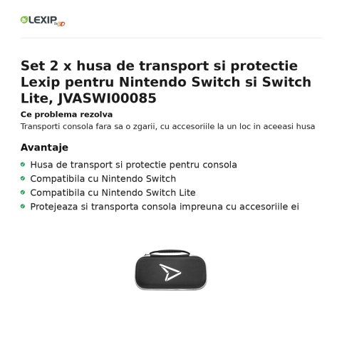 Set 2 x husa de transport si protectie Lexip pentru Nintendo Switch si Switch Lite, JVASWI00085 [1]