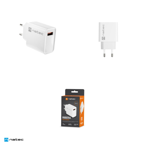 Set 2 x incarcator de retea Natec Ribera USB-A, 18 W, Quick Charge 3.0, Samsung AFC, Huawei FCP/SCP, carcasa din plastic autostingibil, alb, NUC-2057 [3]