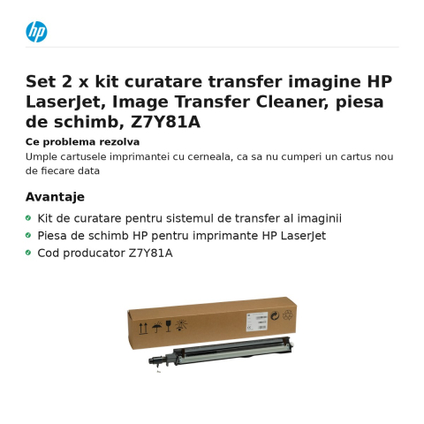 Set 2 x kit curatare transfer imagine HP LaserJet, Image Transfer Cleaner, piesa de schimb, Z7Y81A [1]