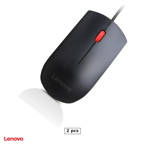 Mouse USB - Set 2 x mouse cu fir Lenovo Essential USB, cablu 1,8 m, senzor optic 1600 DPI, 3 butoane, full-size, ambidextru, negru, 4Y50R20863