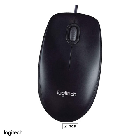 Mouse USB - Set 2 x mouse cu fir Logitech M90, USB, senzor optic 1000 DPI, 3 butoane, ambidextru, negru, 910-001793