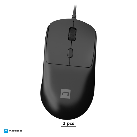 Mouse USB - Set 2 x mouse cu fir Natec Hawk 2, senzor laser 800-2400 DPI, cablu USB 180 cm, 4 butoane, merge si pe sticla mata, negru, NMY-2387