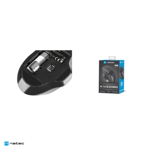 Set 2 x mouse wireless silentios Natec Blackbird 2, receptor nano USB 2.4 GHz, senzor optic 1600 DPI, 6 butoane, pentru mana dreapta, negru cu gri, NMY-1874 [4]