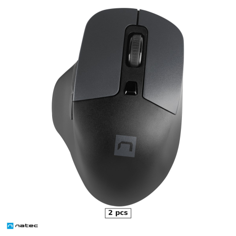 Accesorii IT - Set 2 x mouse wireless silentios Natec Blackbird 2, receptor nano USB 2.4 GHz, senzor optic 1600 DPI, 6 butoane, pentru mana dreapta, negru cu gri, NMY-1874