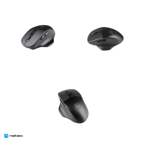 Set 2 x mouse wireless silentios Natec Blackbird 2, receptor nano USB 2.4 GHz, senzor optic 1600 DPI, 6 butoane, pentru mana dreapta, negru cu gri, NMY-1874 [3]