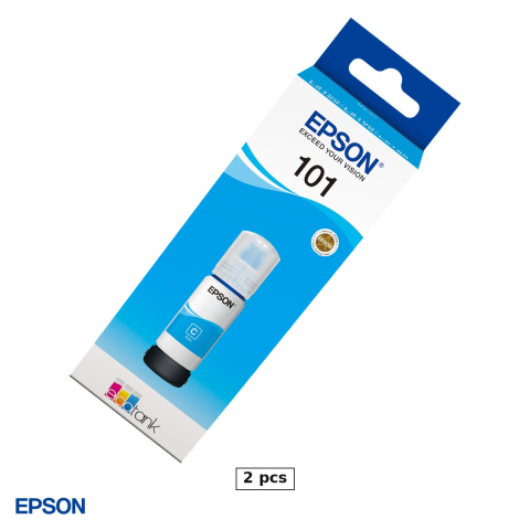 Cartuse inkjet - Set 2 x sticla de cerneala Epson 101 EcoTank, 70 ml, randament 6.000-6.500 pagini, pentru imprimante EcoTank, cyan, C13T03V24A