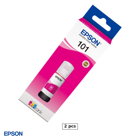 Cartuse inkjet - Set 2 x sticla de cerneala Epson 101 EcoTank, 70 ml, randament 6.000-6.500 pagini, pentru imprimante EcoTank, magenta, C13T03V34A