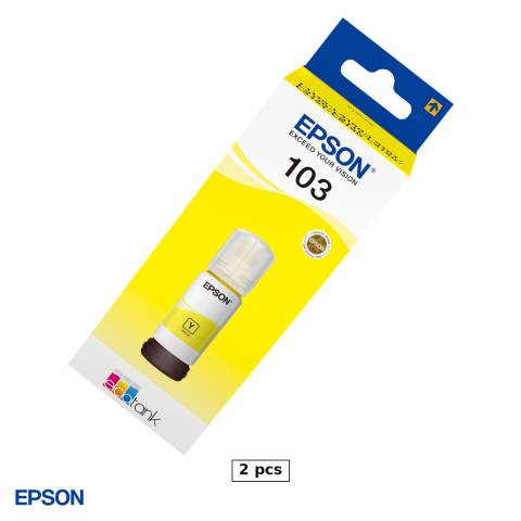 Cartuse inkjet - Set 2 x sticla de cerneala Epson 103 EcoTank, 65 ml, cerneala dye, randament 7.000-7.500 pagini, pentru imprimante EcoTank, galben, C13T00S44A