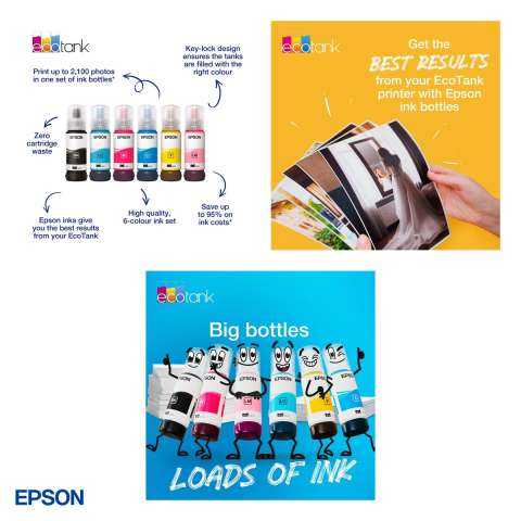 Set 2 x sticla de cerneala Epson 108 EcoTank, 70 ml, cerneala dye, randament 7.200 pagini, pentru L8050 si L18050, cyan, C13T09C24A [3]