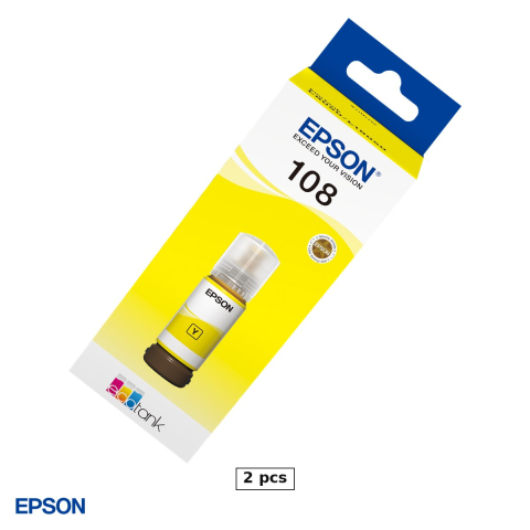 Imprimante - Set 2 x sticla de cerneala Epson 108 EcoTank, 70 ml, cerneala dye, randament 7.200 pagini, pentru L8050 si L18050, galben, C13T09C44A