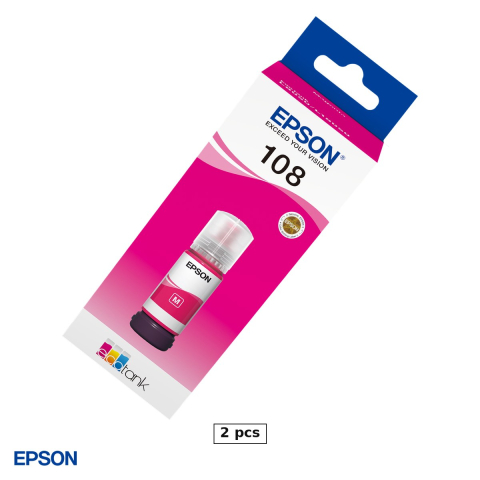 Imprimante - Set 2 x sticla de cerneala Epson 108 EcoTank, 70 ml, cerneala dye, randament 7.200 pagini, pentru L8050 si L18050, magenta, C13T09C34A