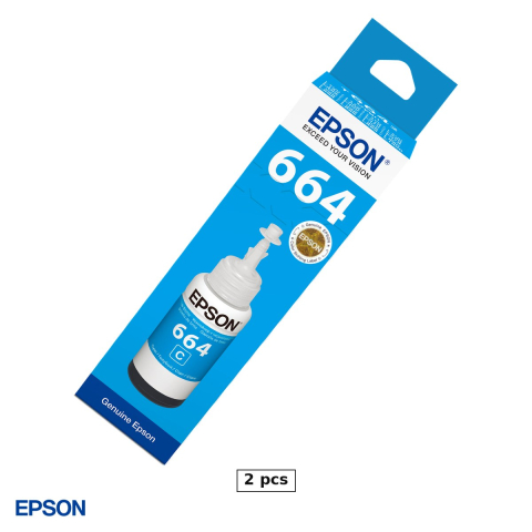 Cartuse inkjet - Set 2 x sticla de cerneala Epson T6642 EcoTank, 70 ml, randament 6.500-7.500 pagini, pentru imprimante EcoTank seria L, cyan, C13T66424A