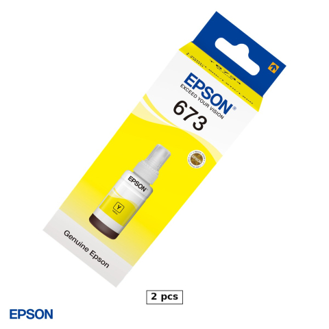 Periferice IT - Set 2 x sticla de cerneala Epson T6734 EcoTank, 70 ml, cerneala dye, set foto de 6 culori, pentru L800, L805, L810, L850 si L1800, galben, C13T67344A
