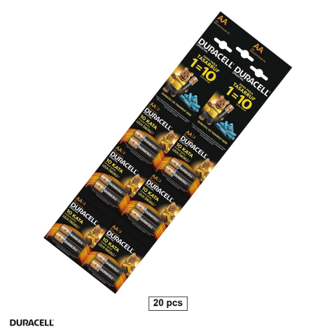 Energy - Set 20 baterii alcaline AA LR6 Duracell, 1.5 V, 14.5 x 50.5 mm, in blister