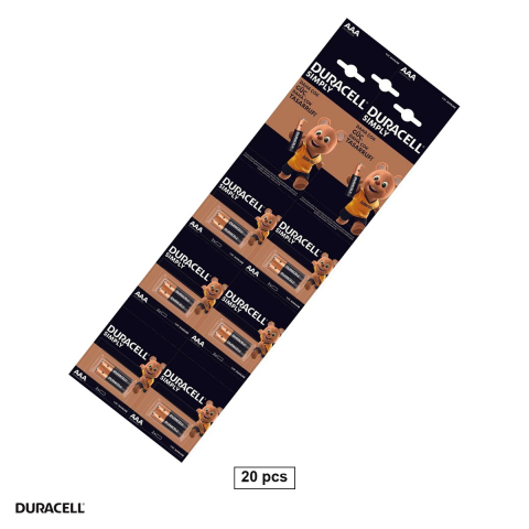 Energy - Set 20 baterii alcaline Duracell AAA LR03, 1.5 V, 10.5 x 44.5 mm, in blister