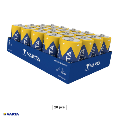 Energy - Set 20 baterii alcaline VARTA Industrial Pro D LR20, 1.5 V, 16.5 Ah, 34.2 x 61.5 mm, in cutie
