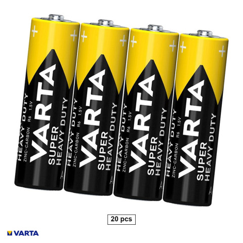 Energy - Set 20 baterii zinc carbon VARTA Super Heavy Duty AA R6, 1.5 V, 14.5 x 50.5 mm, bulk, 5 pachete a cate 4 bucati