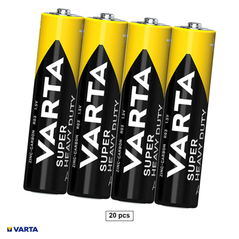 Energy - Set 20 baterii zinc carbon VARTA Super Heavy Duty AAA R03, 1.5 V, 10.5 x 44.5 mm, bulk, 5 pachete a cate 4 bucati