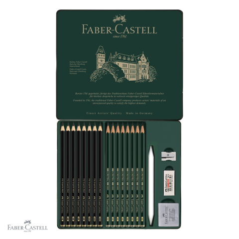 Set 20 creioane grafit Faber-Castell Pitt Mat + Castell 9000, ultra-mat, pentru desen si schite profesionale [3]