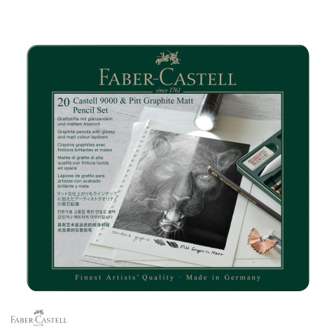 Creioane si ascutitori - Set 20 creioane grafit Faber-Castell Pitt Mat + Castell 9000, ultra-mat, pentru desen si schite profesionale