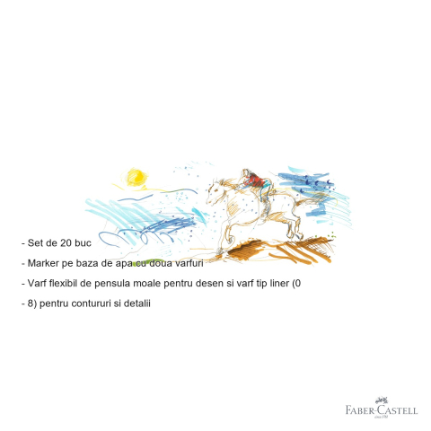 Set 20 markere dual tip Faber-Castell Pitt Artist Pen, varf pensula si liner, pentru desen artistic [1]