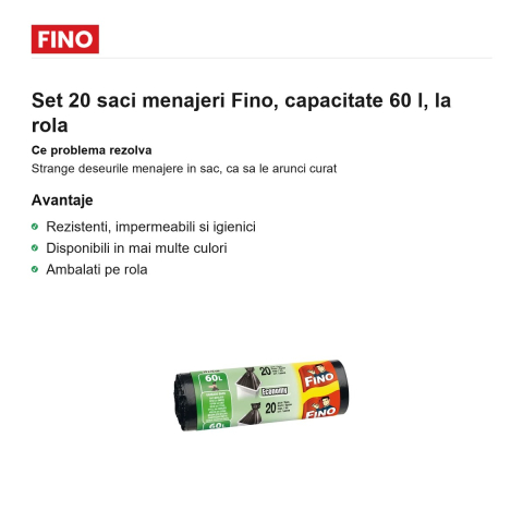 Set 20 saci menajeri Fino, capacitate 60 l, la rola [1]