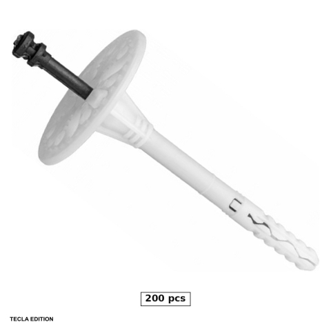 Fixari pentru termoizolatie - Set 200 dibluri cu cui pentru termoizolatie, 10x70 mm, ciuperca 60 mm, tin placa de polistiren pe fatada fara ca ea sa se desprinda