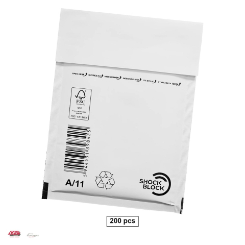 Hartie - Set 200 plicuri cu bule de aer GPV A11, exterior 122x175 mm, interior 100x165 mm, hartie kraft alba 80 g/mp, in cutie