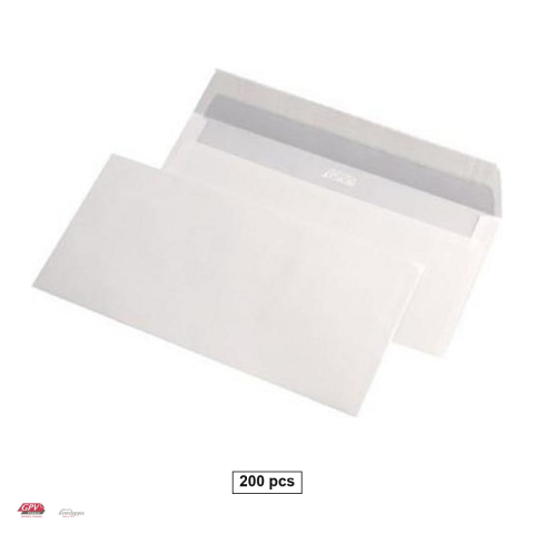 Hartie - Set 200 plicuri DL GPV, 110x220 mm, hartie alba 80 g/mp, cu banda siliconata