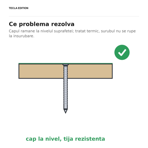 Set 200 suruburi pentru PAL si lemn cap inecat, 6x120 mm, amprenta PZ3, tratate termic, zincate galben, prind lemnul cu capul la nivelul suprafetei [4]
