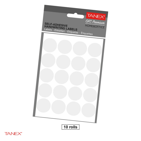Etichete autoadezive - Set 2000 etichete autoadezive rotunde Tanex, diametru 25 mm, 10 seturi, albe