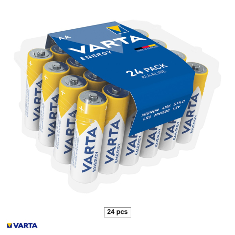 Energy - Set 24 baterii alcaline AA LR6 VARTA Energy 4106, 1.5 V, 14.5 x 50.5 mm, in blister